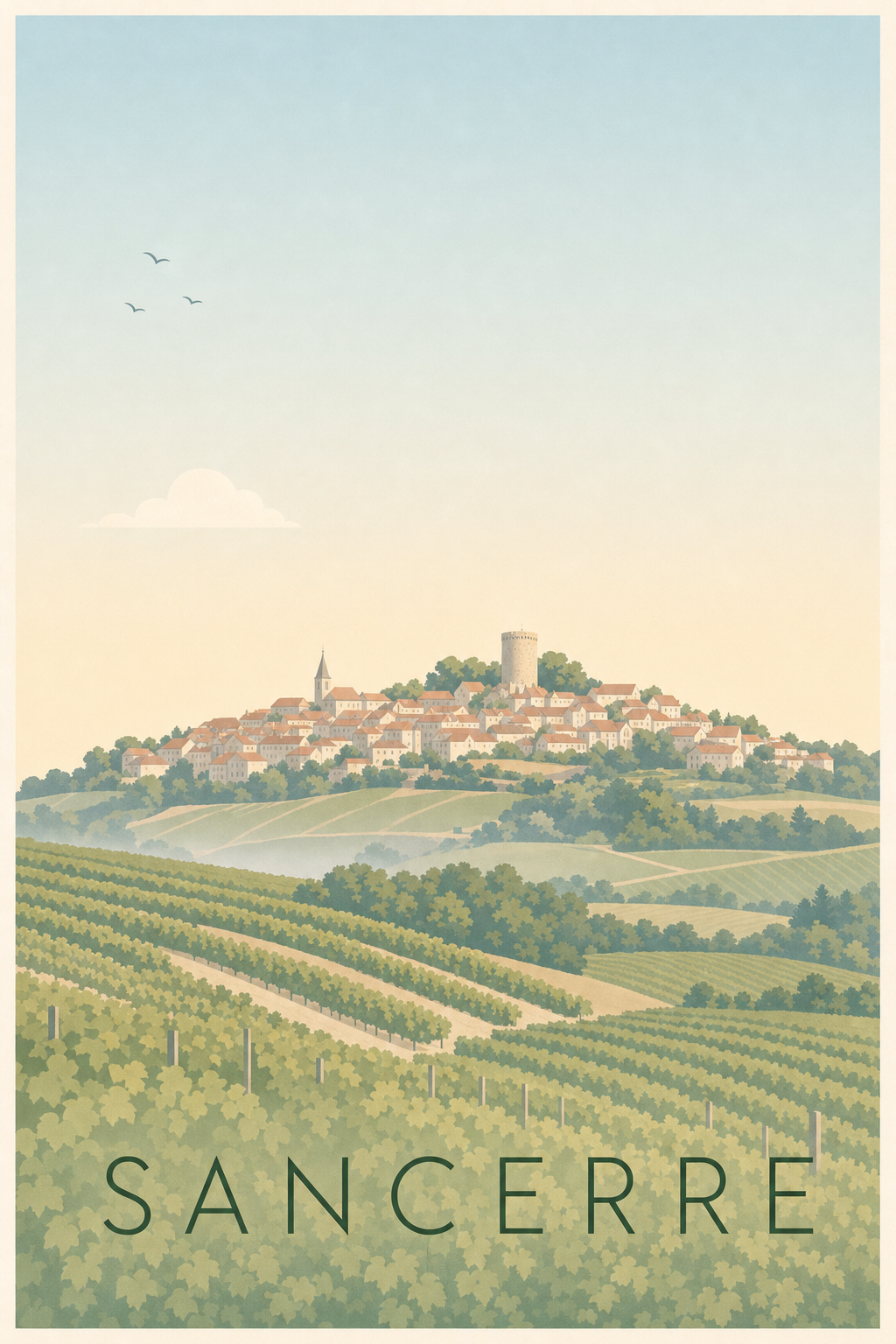 Poster de Sancerre, affiche des vignobles du Berry