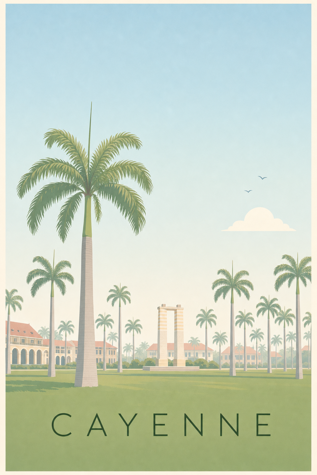 Affiche de Cayenne, poster Place des Palmistes