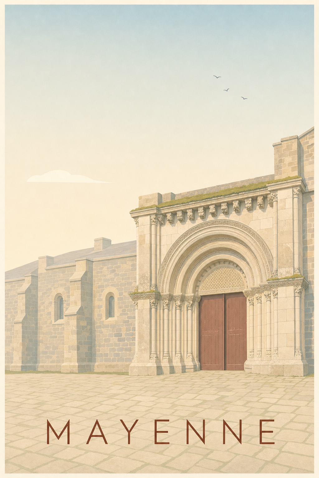 Affiche de Mayenne, poster église romane