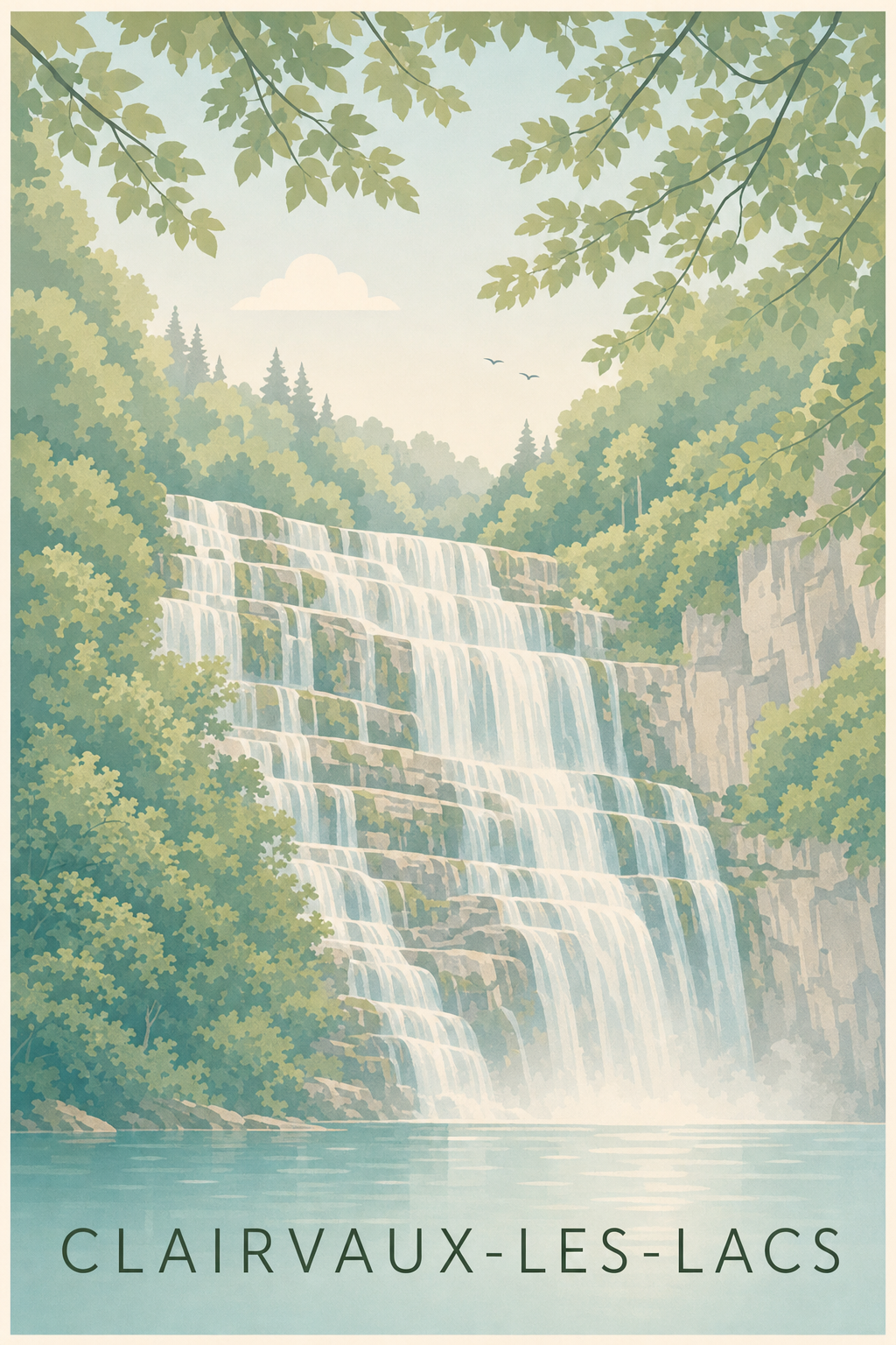 Affiche de Clairvaux-les-Lacs, poster cascade du Hérisson