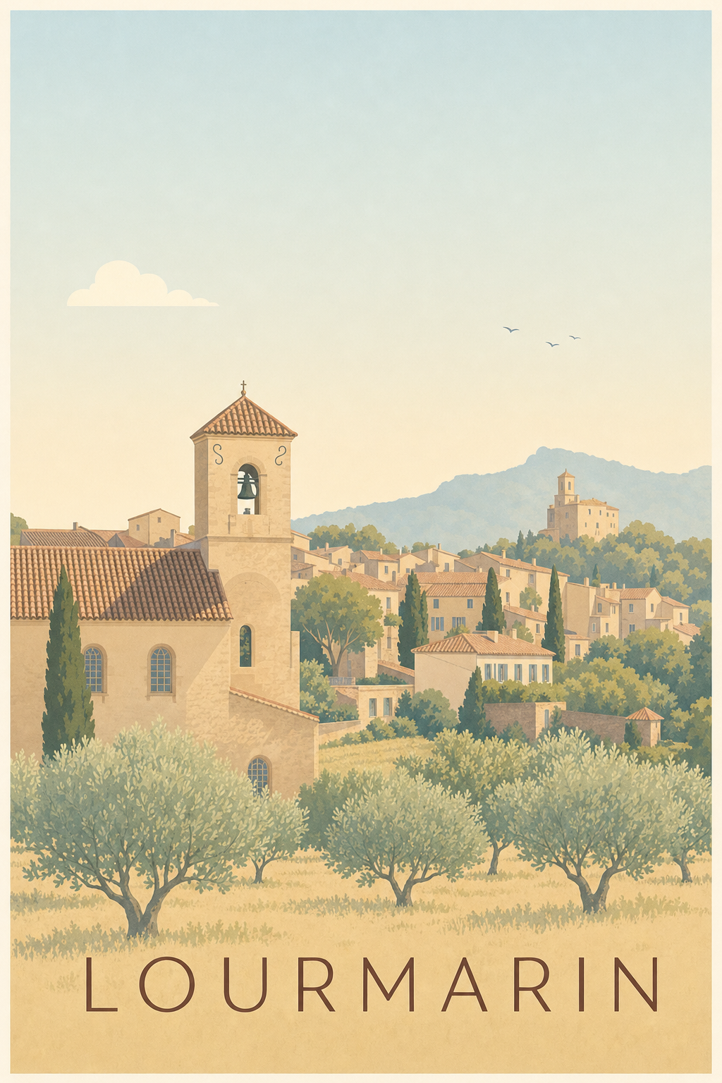 Affiche de Lourmarin, poster village provençal