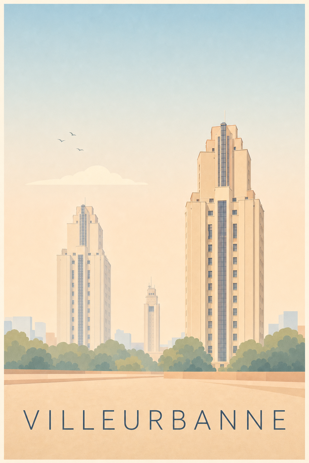 Affiche de Villeurbanne, poster des Gratte-Ciel