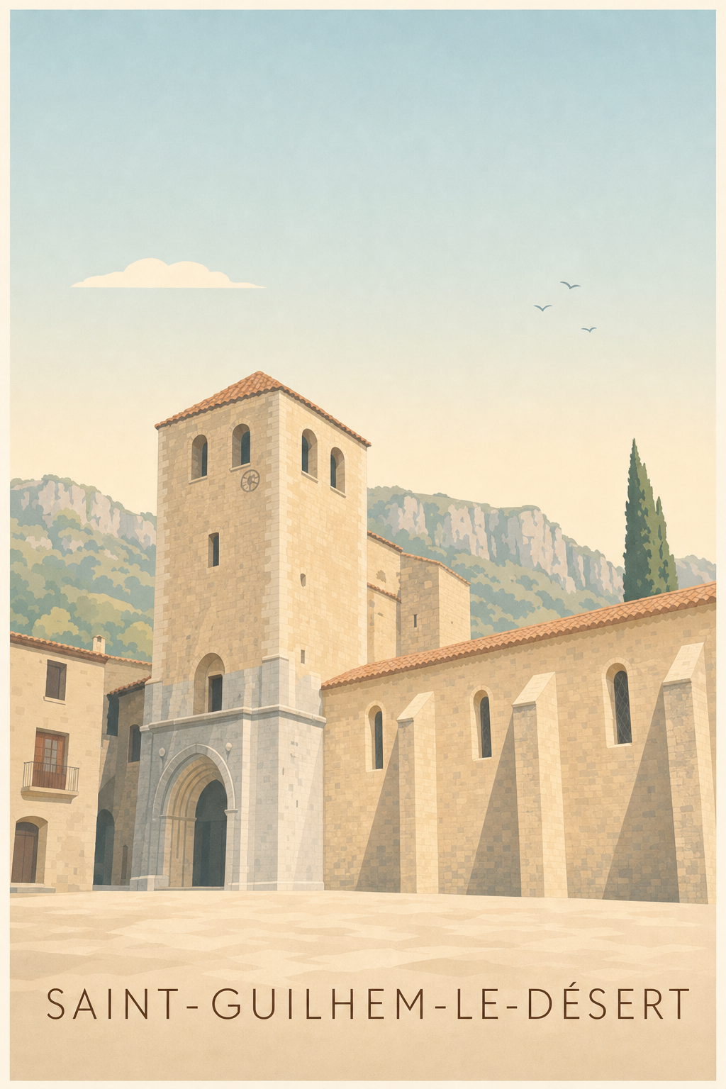 Affiche de Saint-Guilhem-le-Désert, poster abbaye