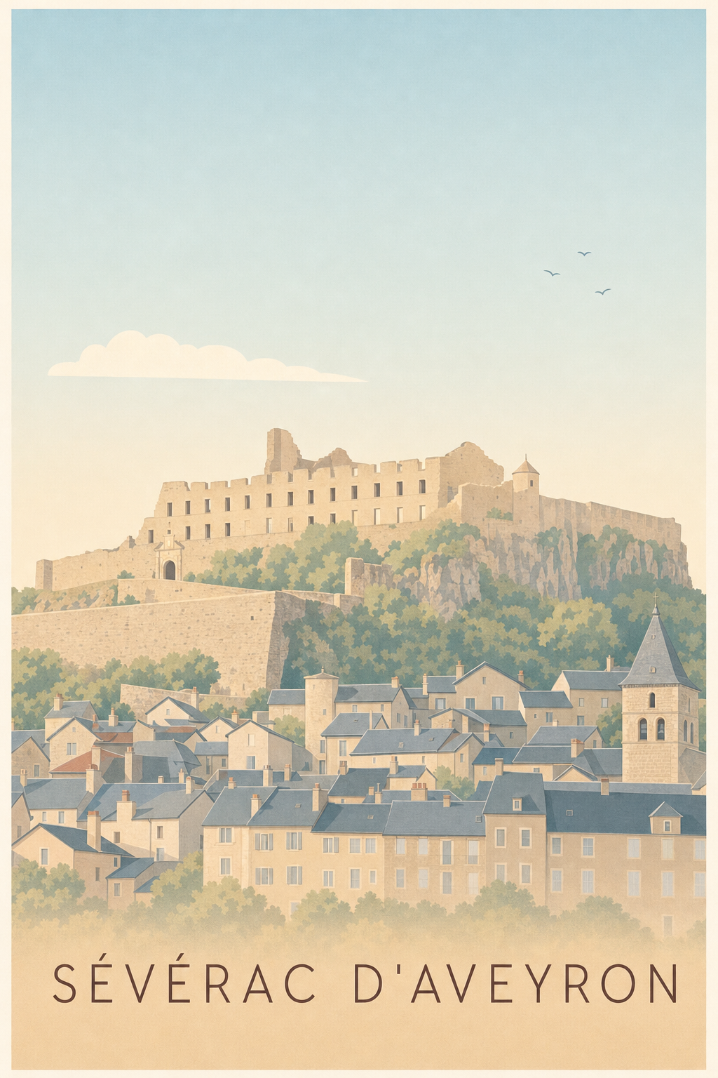 Affiche de Sévérac d'Aveyron, poster château médiéval