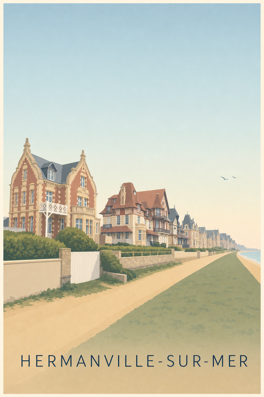 Affiche d'Hermanville-sur-Mer, poster villas de plage