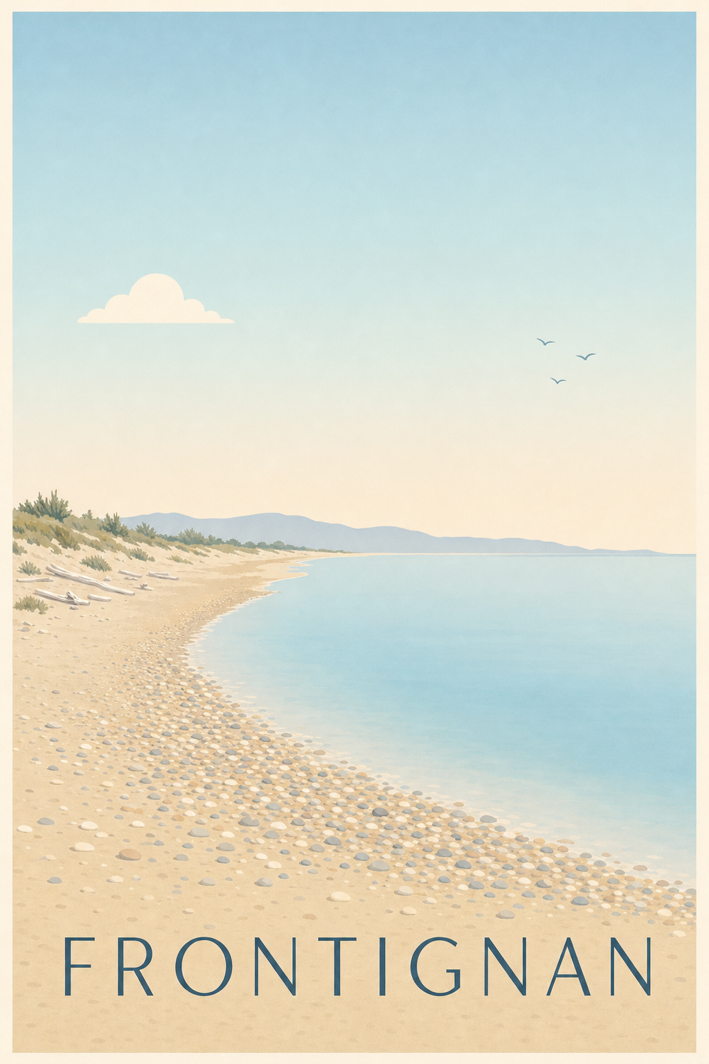 Poster de Frontignan, affiche plage et mer