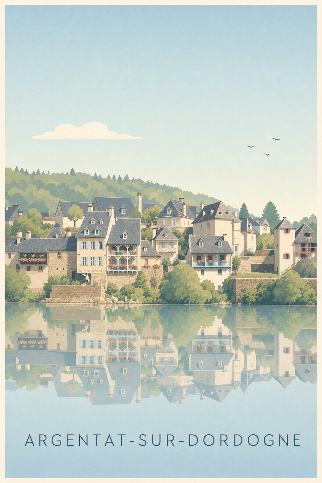 Affiche d'Argentat-sur-Dordogne, poster maisons à galets