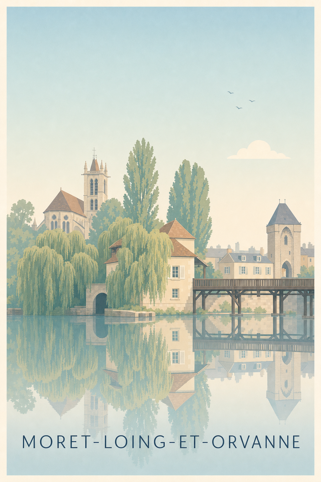 Affiche de Moret-Loing-et-Orvanne, poster pont en bois