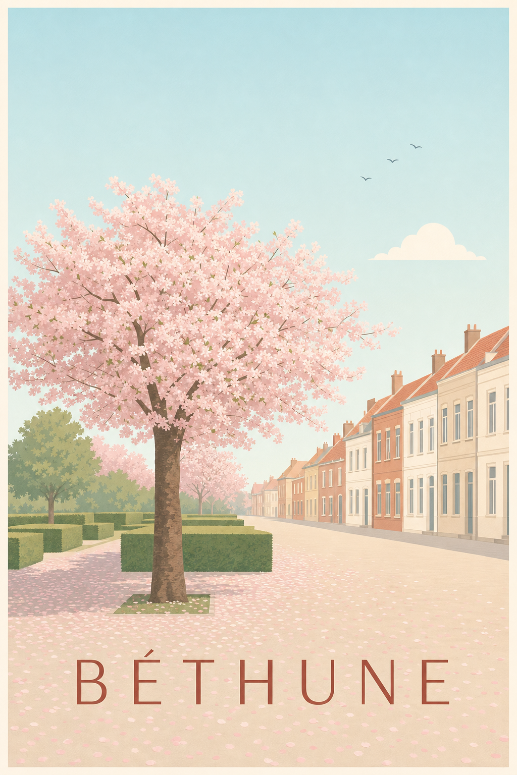 Affiche de Béthune, poster cerisier rose