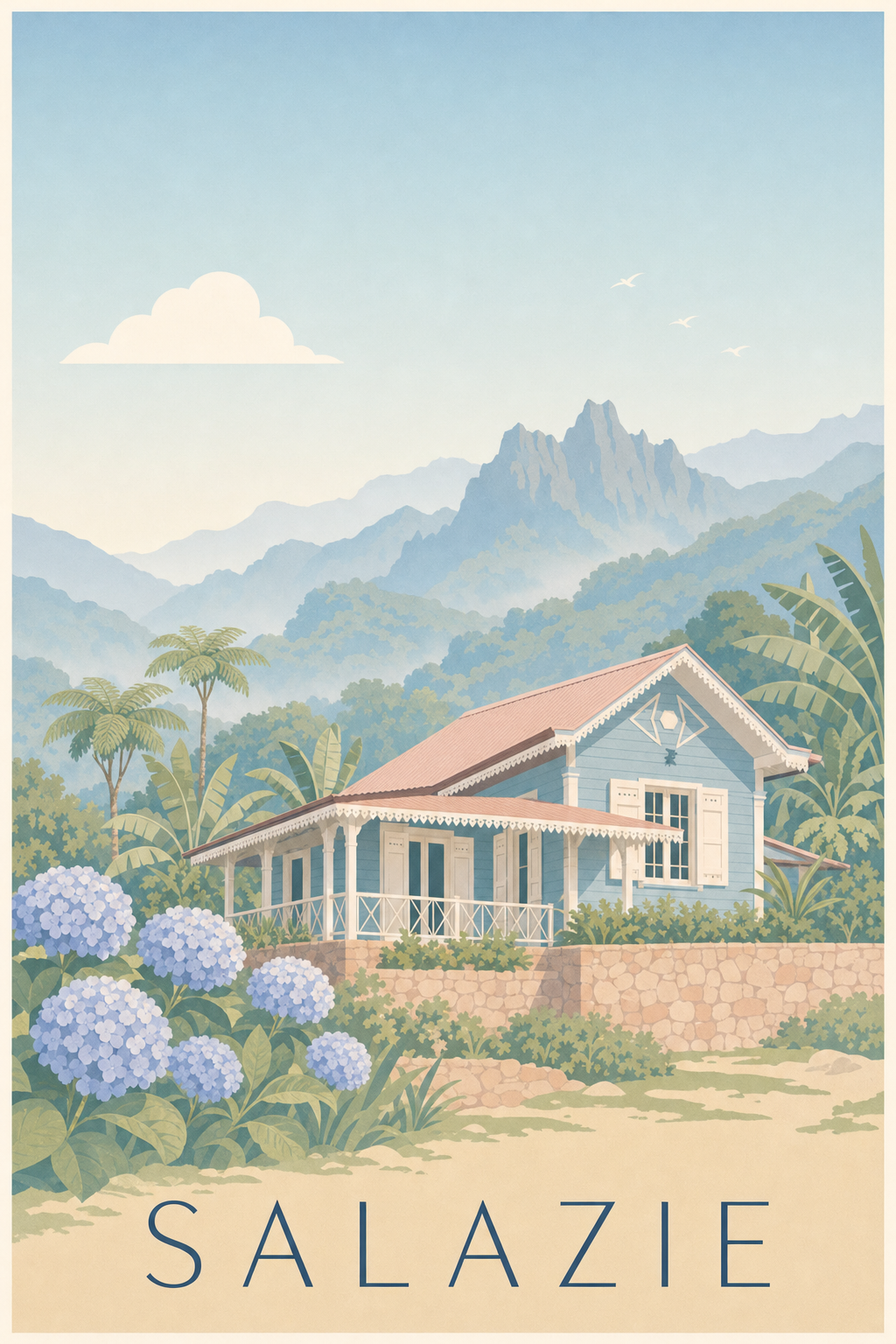 Affiche de Salazie, poster case créole