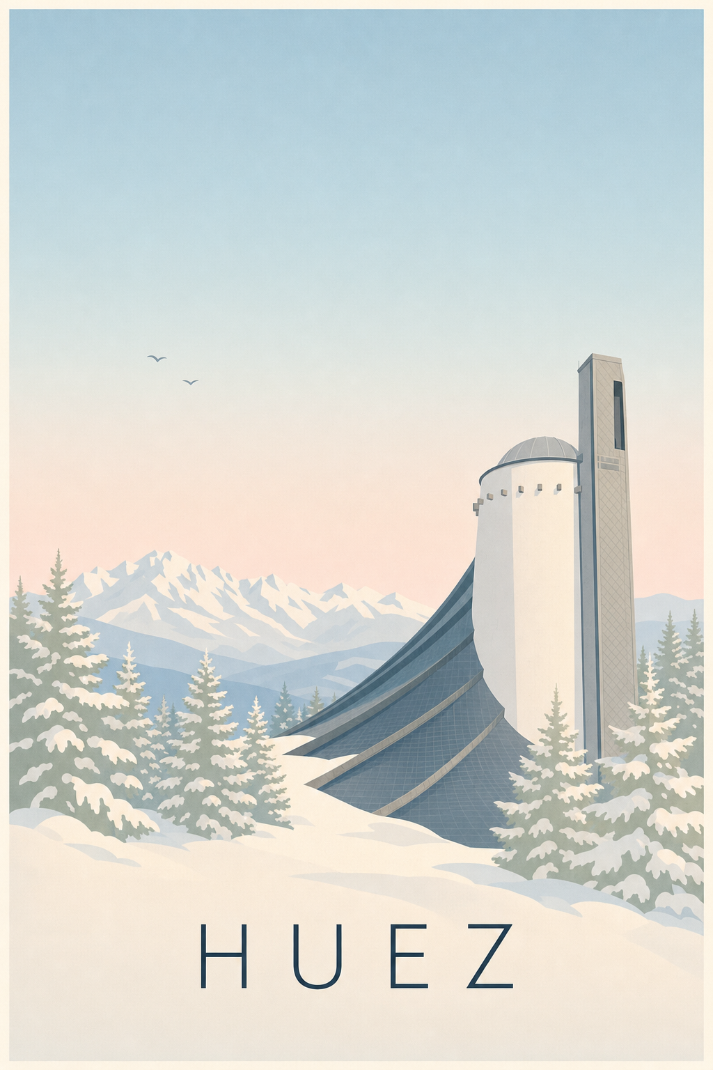 Affiche d'Huez, église Notre-Dame des Neiges