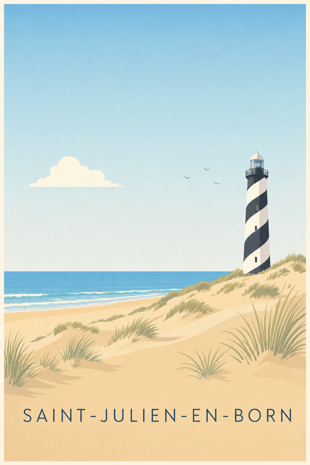 Poster de Saint-Julien-en-Born, phare à spirales