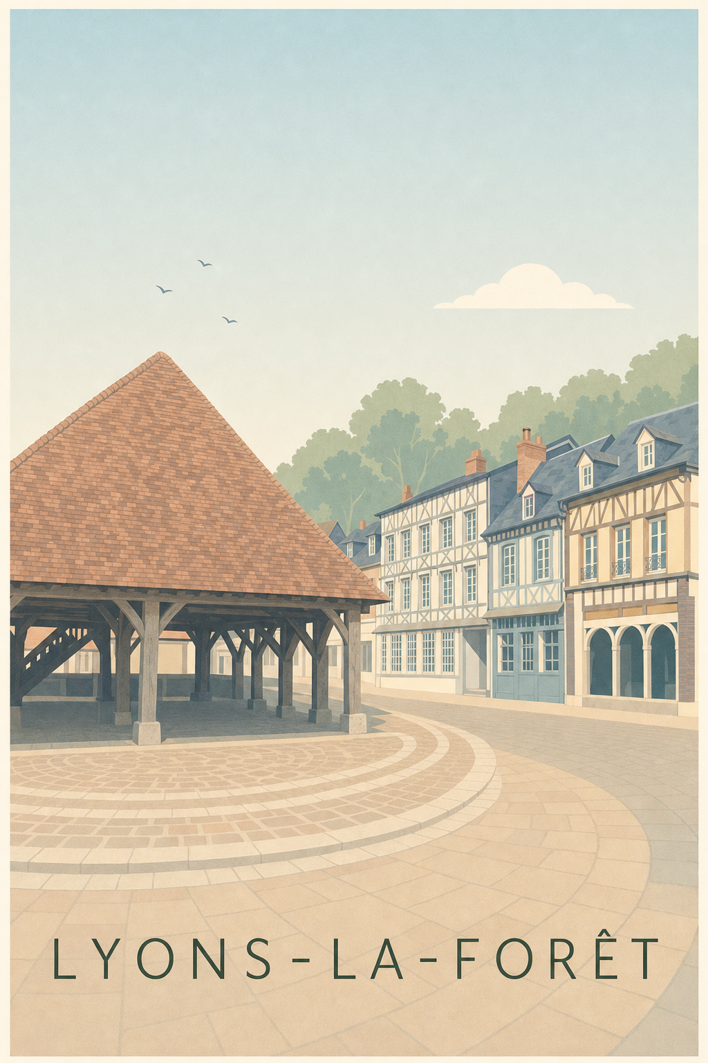 Affiche de Lyons-la-Forêt, poster village de Normandie
