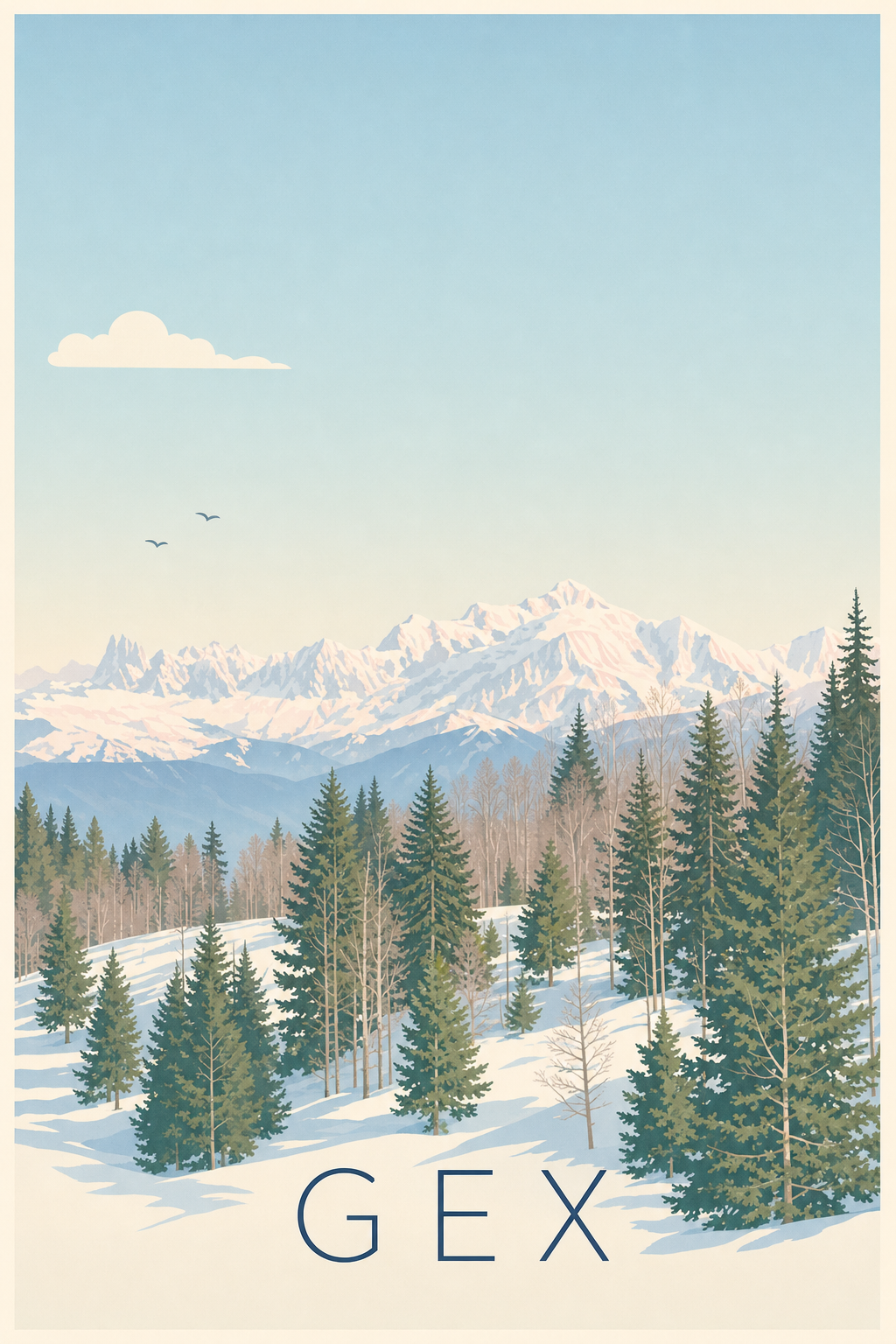 Affiche de Gex, poster massif du Mont-Blanc