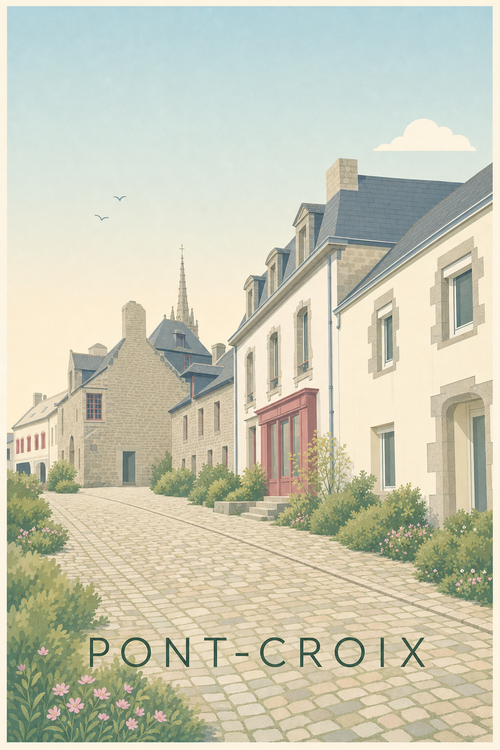 Affiche de Pont-Croix, poster village breton