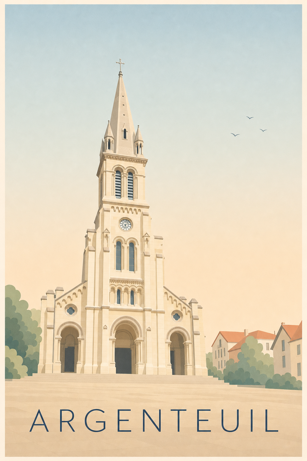 Affiche d'Argenteuil, poster église et clocher