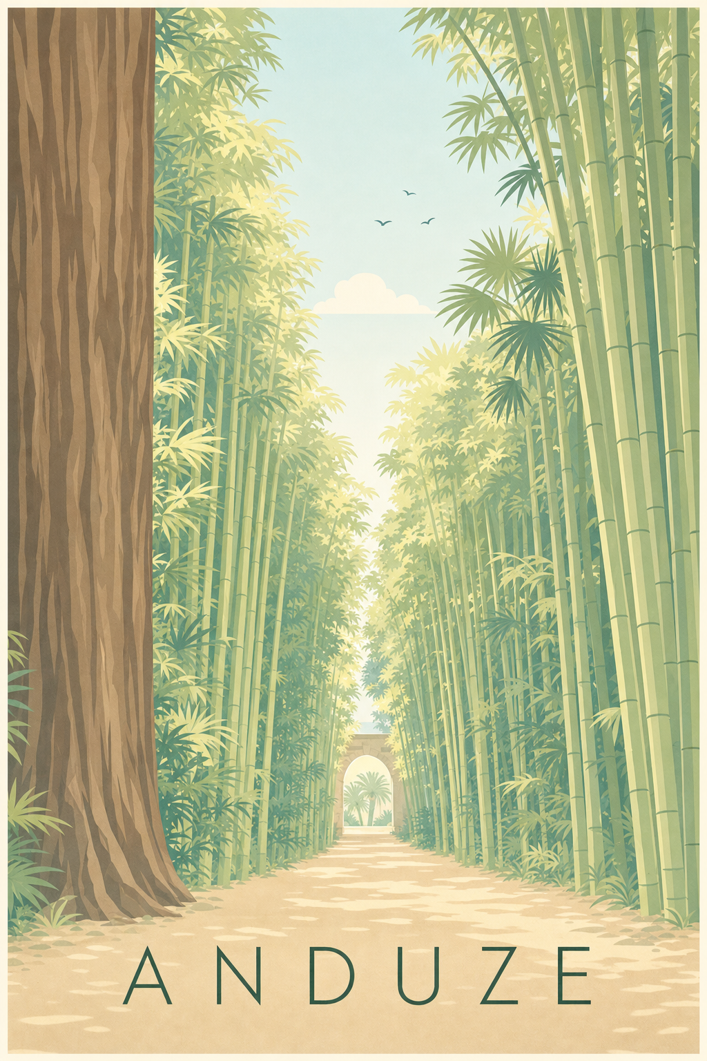 Poster d'Anduze, bambouseraie vintage
