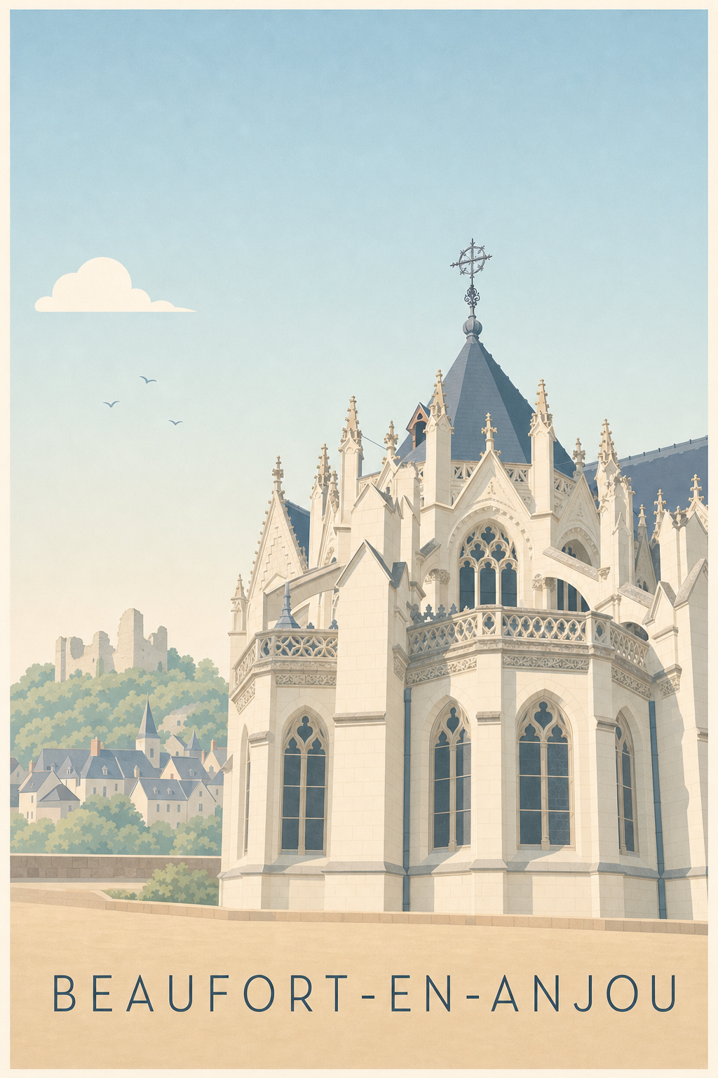 Affiche de Beaufort-en-Anjou, poster église Notre-Dame