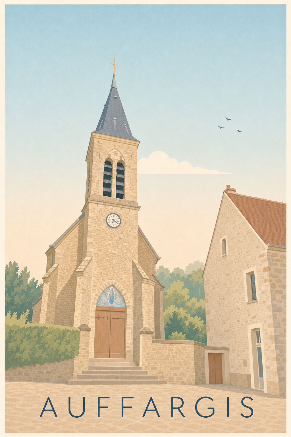 Affiche d'Auffargis, poster village Yvelines