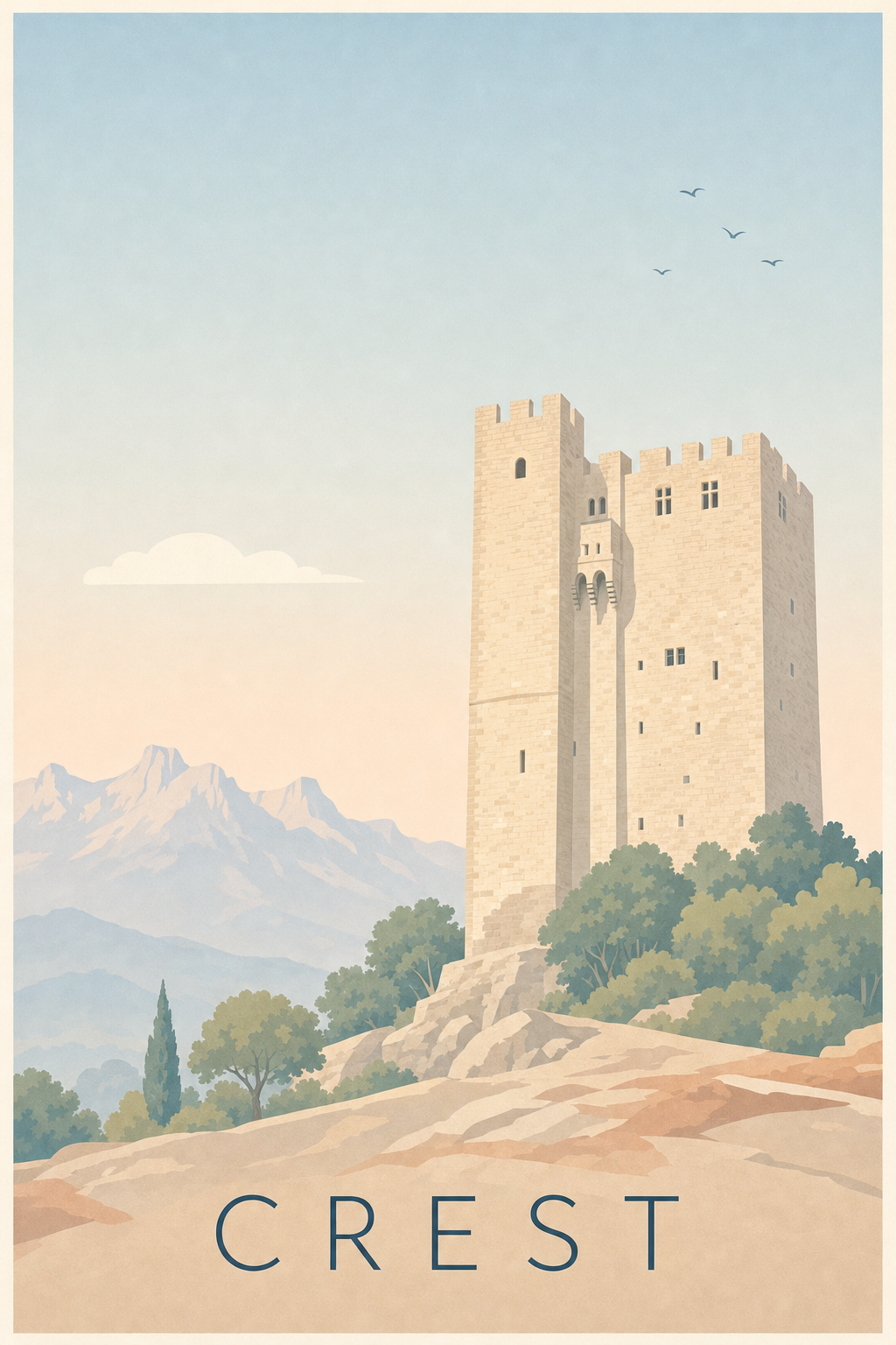 Affiche de Crest, poster Tour médiévale