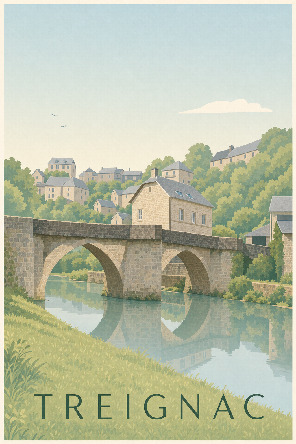 Affiche de Treignac, poster pont médiéval