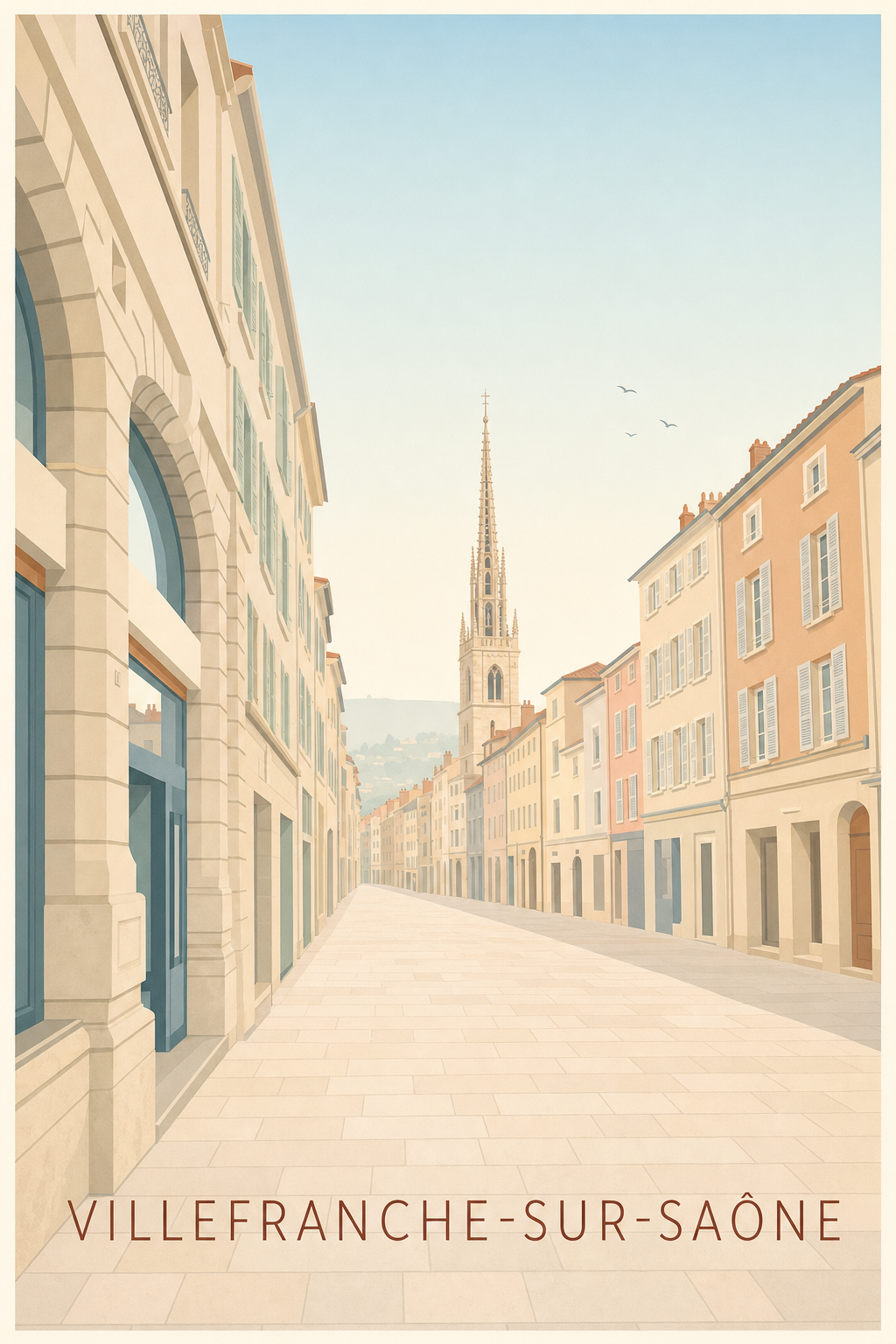 Poster de Villefranche-sur-Saône, clocher gothique