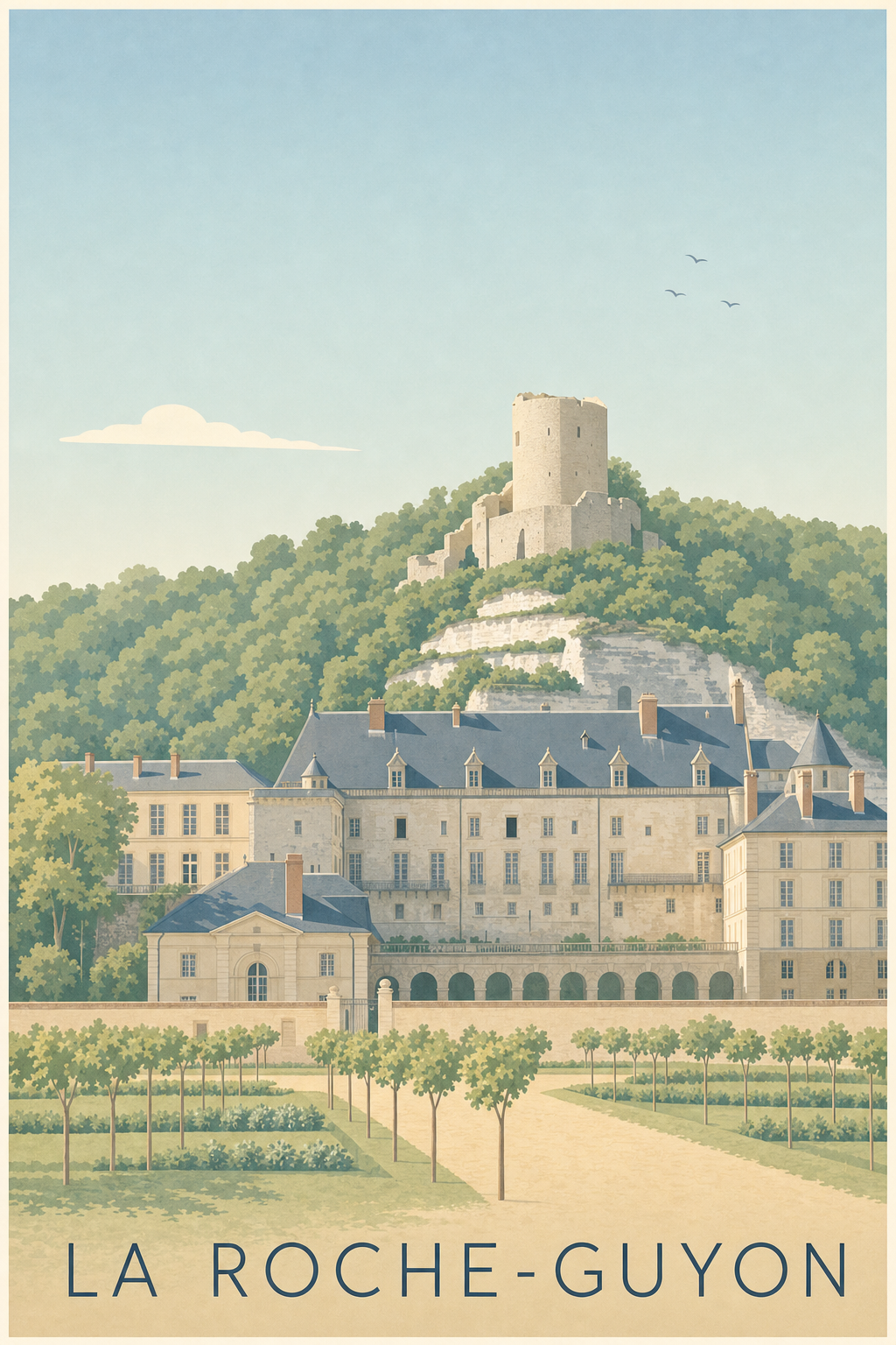Affiche La Roche-Guyon, poster château et donjon