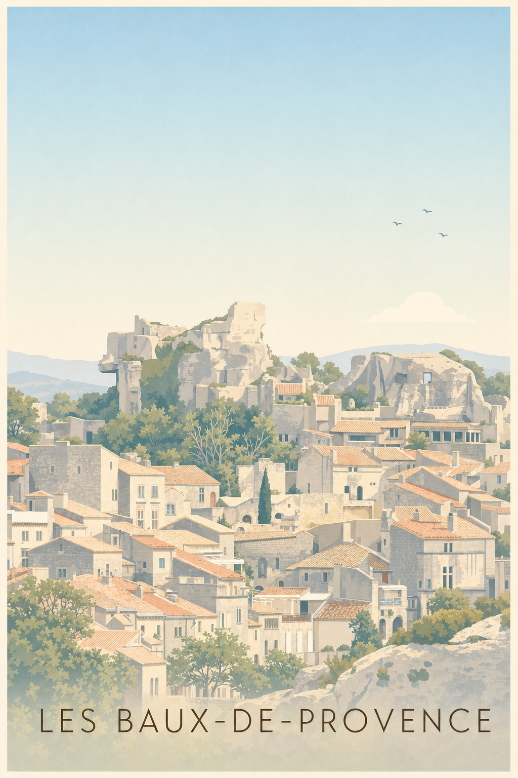 Affiche des Baux-de-Provence, poster château médiéval