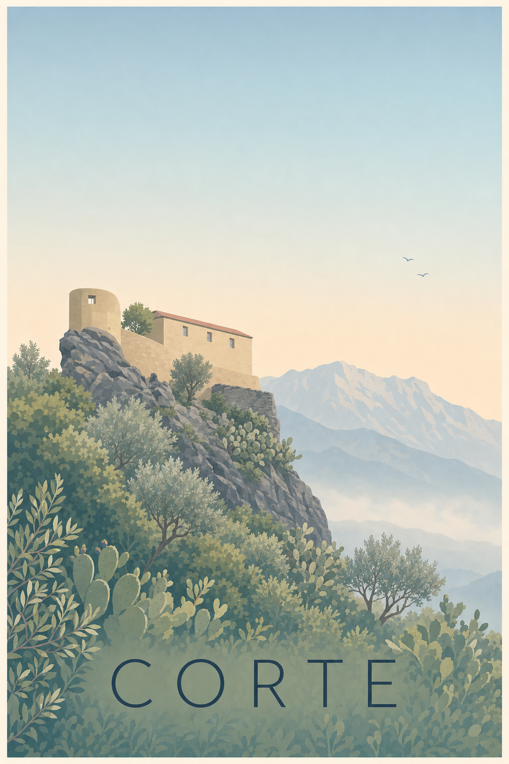 Affiche de Corte, poster citadelle de Corse