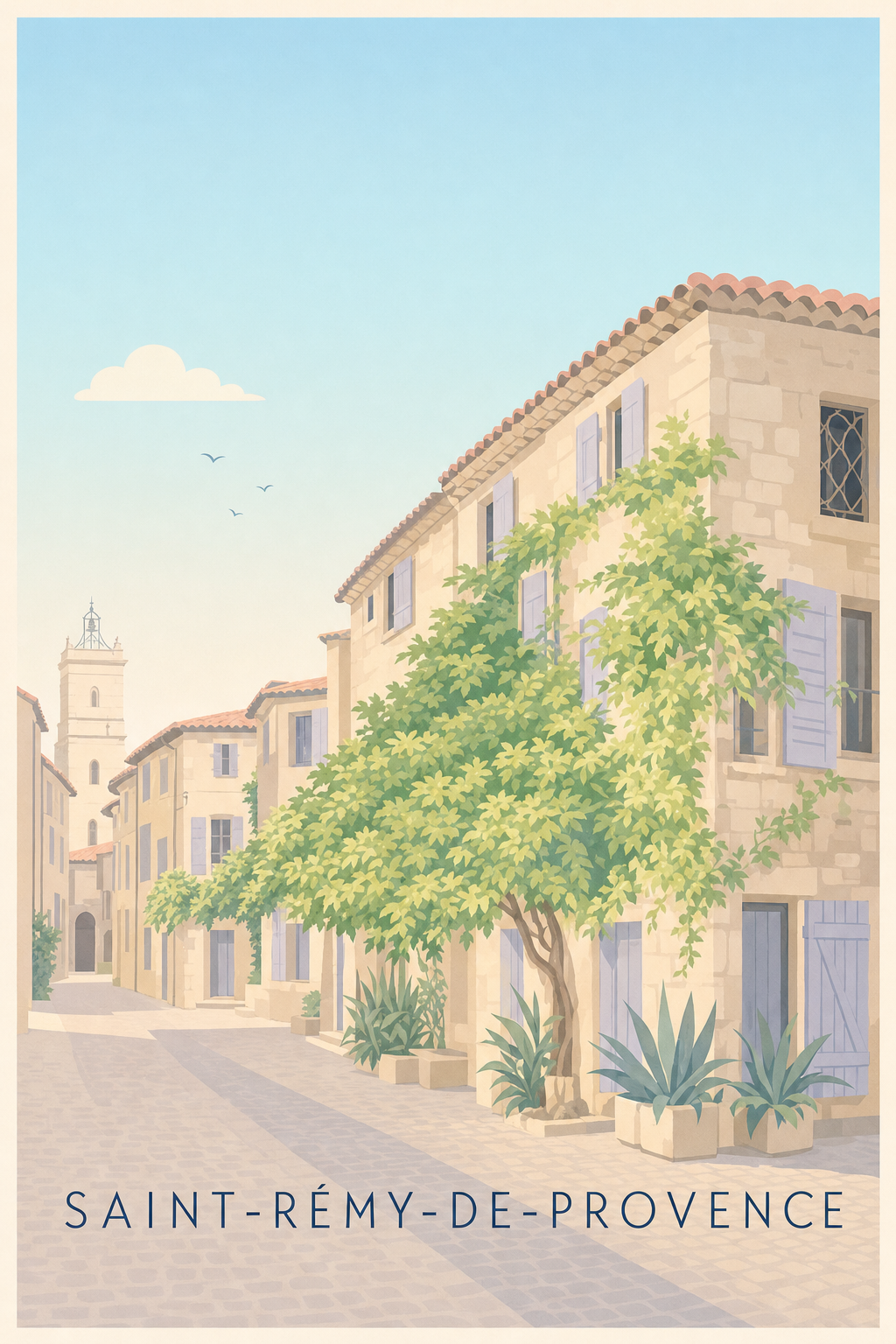 Affiche de Saint-Rémy-de-Provence, poster ruelle fleurie
