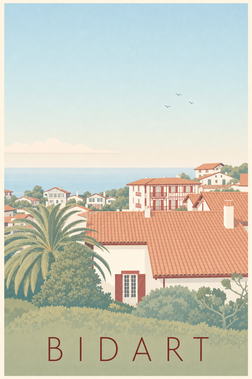 Affiche Bidart, poster décoratif Pays Basque
