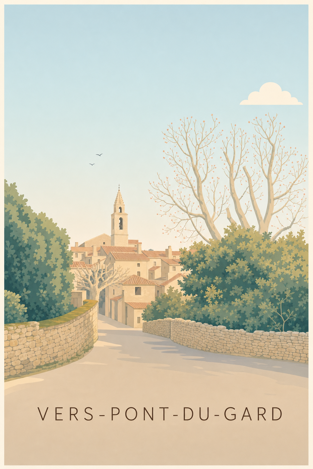 Affiche de Vers-Pont-du-Gard, poster murets en pierre