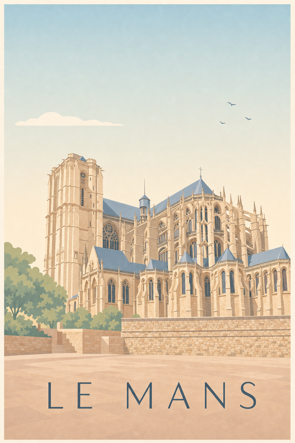 Affiche Le Mans, poster de la Cathédrale Saint-Julien
