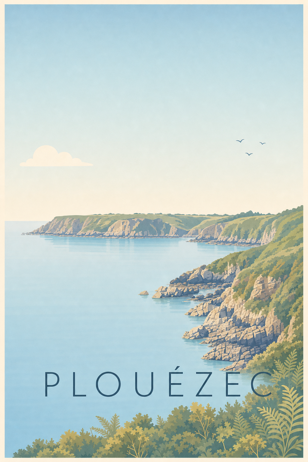 Affiche de Plouézec, poster falaises de Bretagne