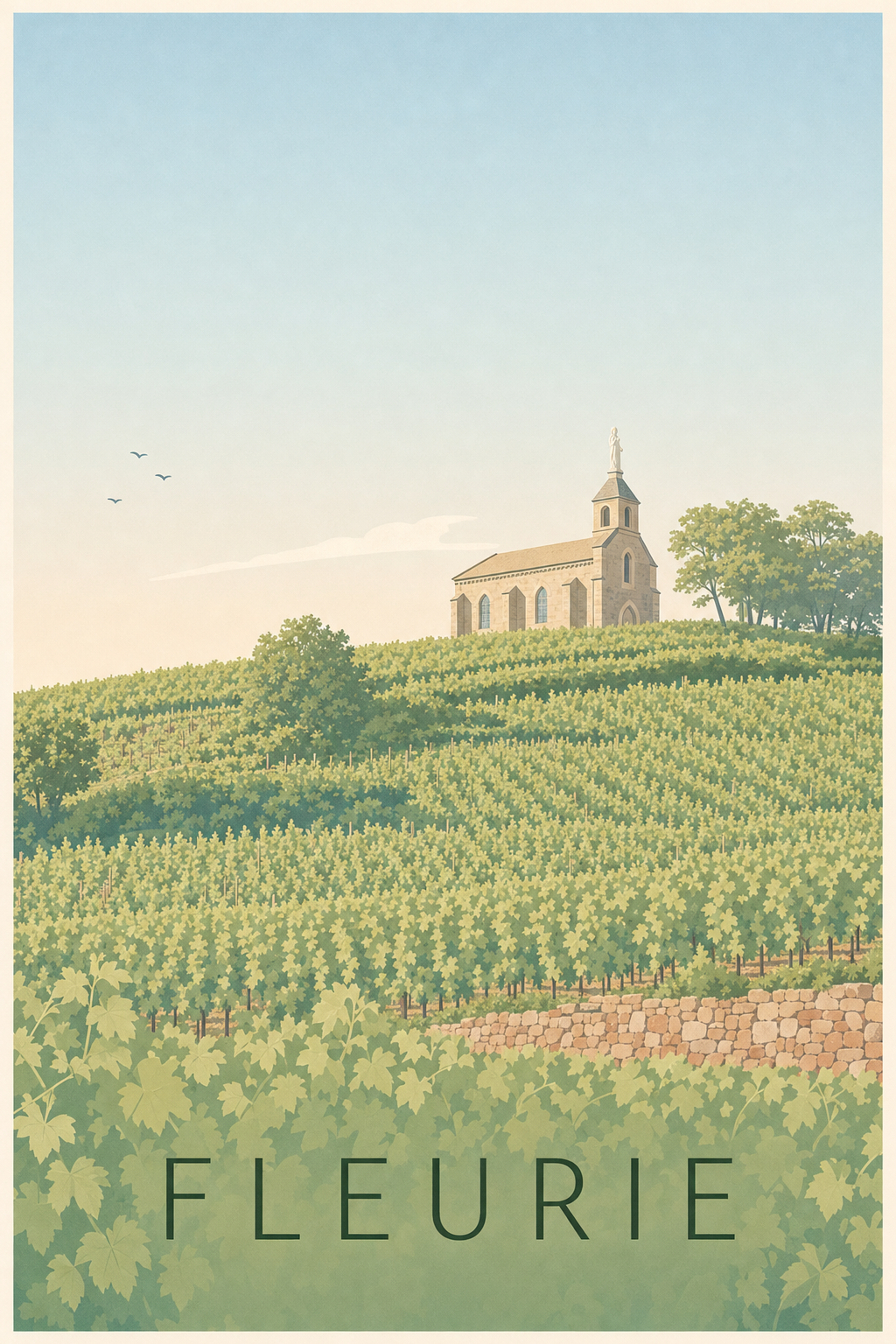 Affiche de Fleurie, poster village Beaujolais
