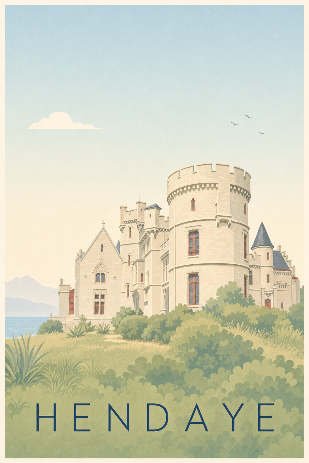 Affiche d'Hendaye, poster Château Abbadia