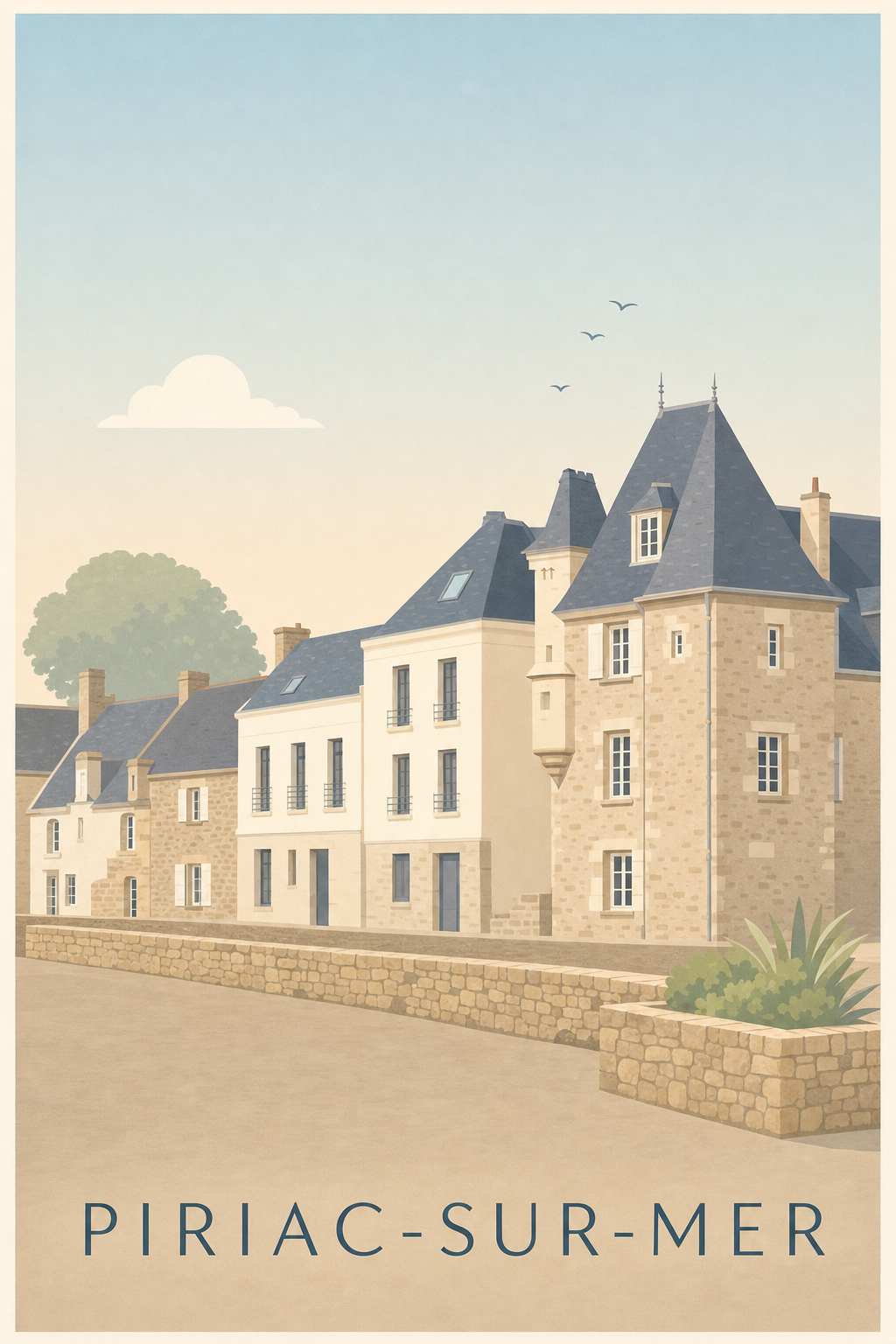 Affiche de Piriac-sur-Mer, poster architecture bretonne