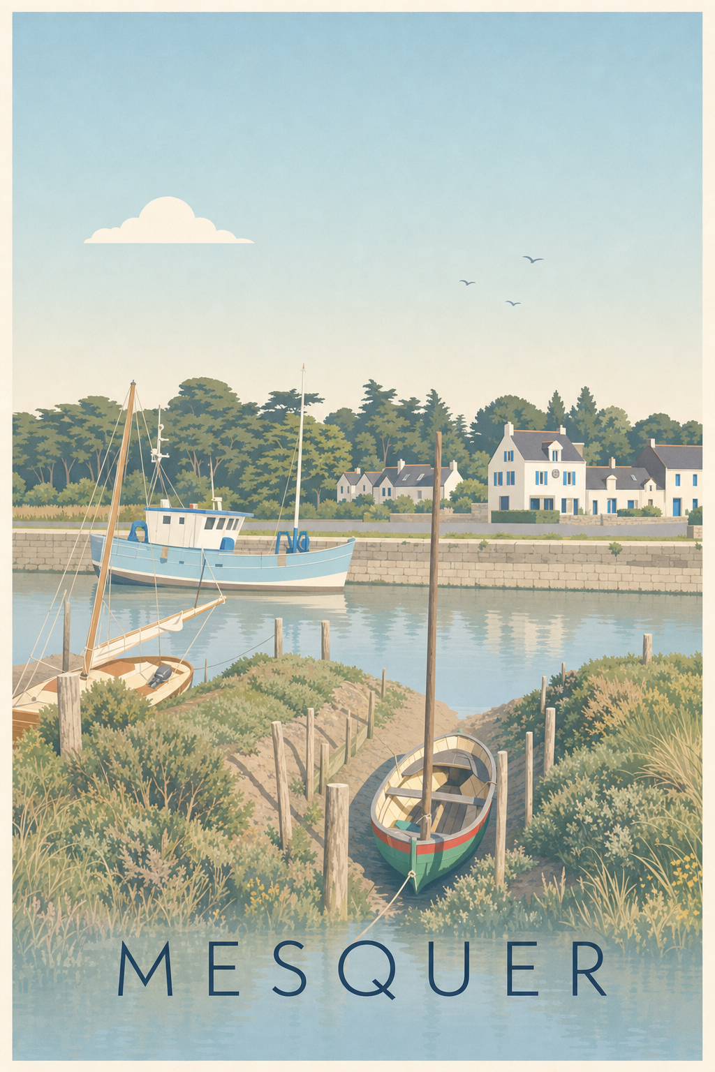Affiche de Mesquer, poster du port de Kercabellec