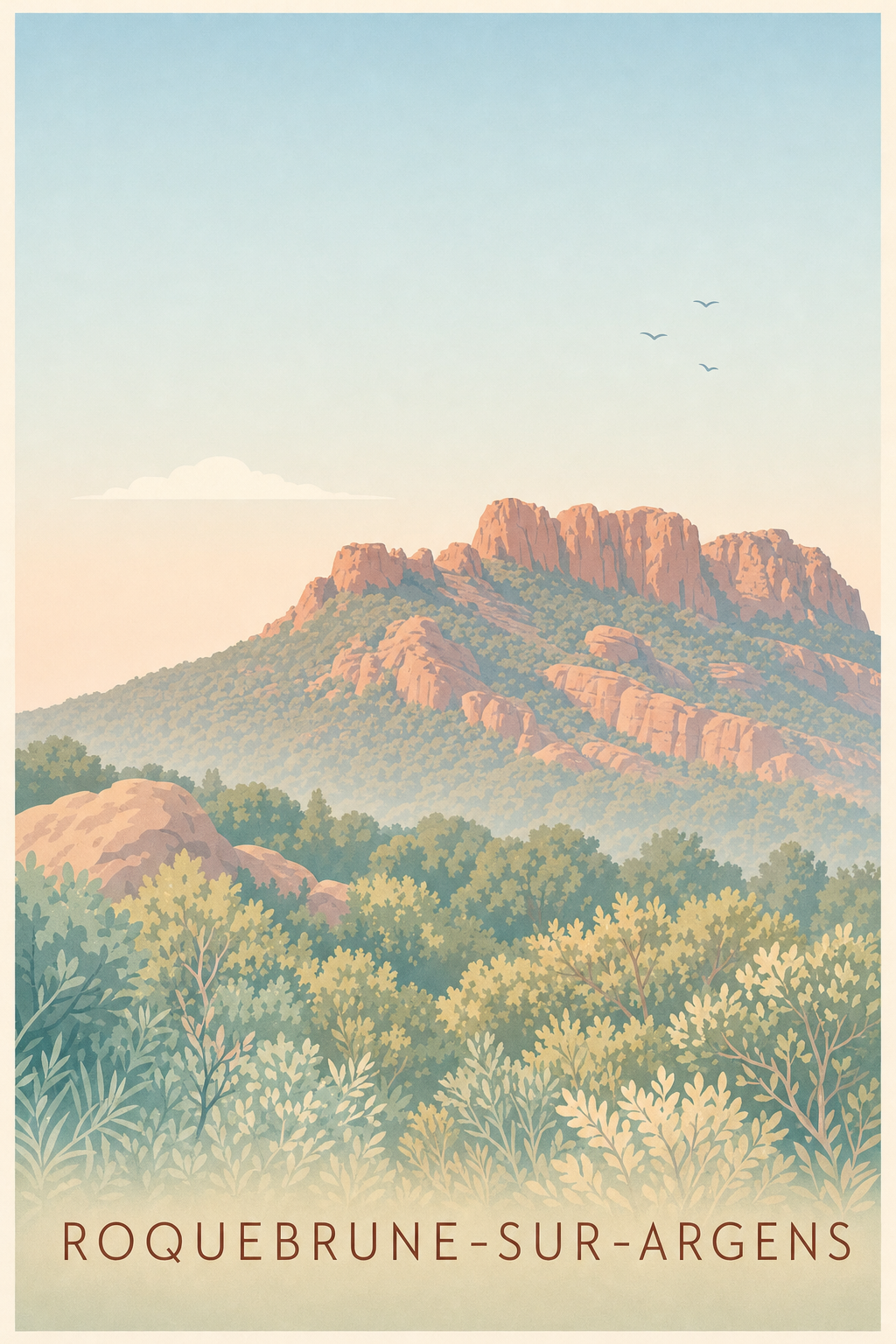Affiche de Roquebrune-sur-Argens, poster Rocher rouge