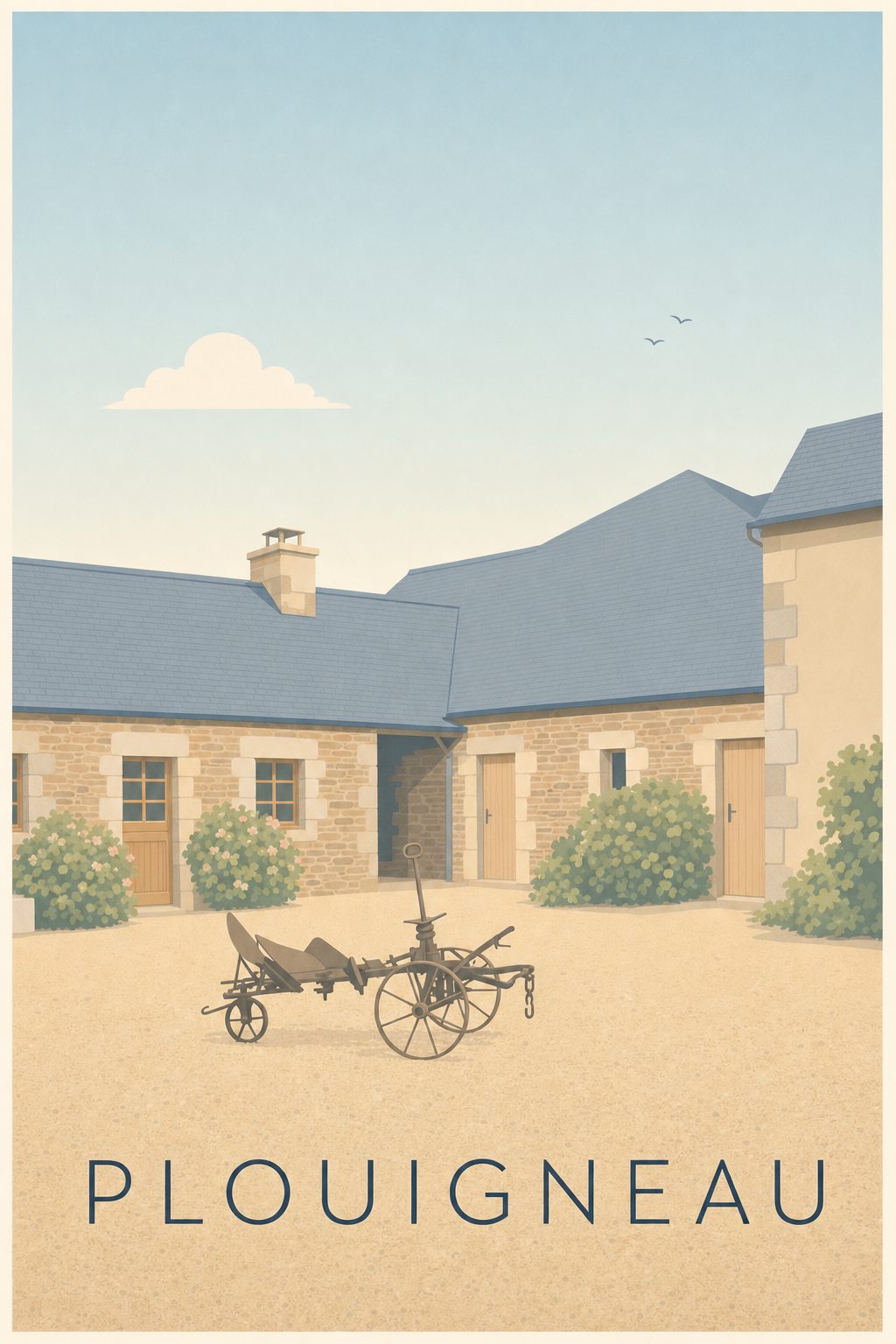 Affiche de Plouigneau, poster cour bretonne