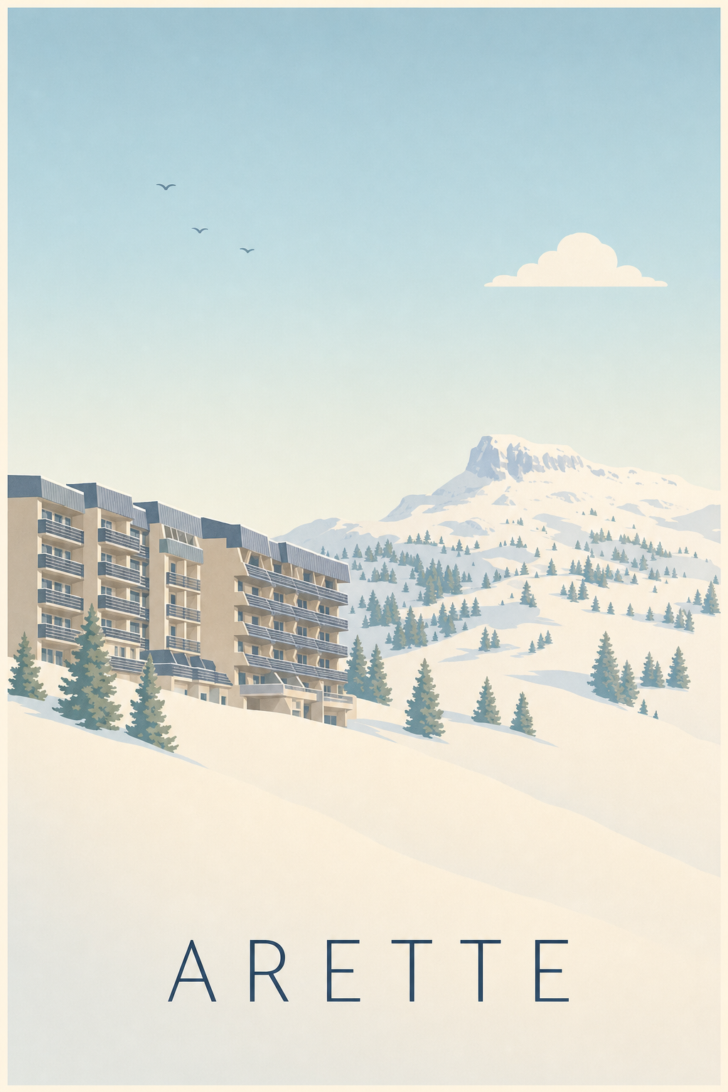 Affiche d'Arette, poster station sous la neige