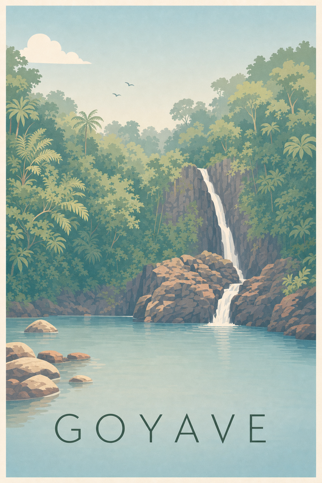Affiche de Goyave, poster cascade tropicale