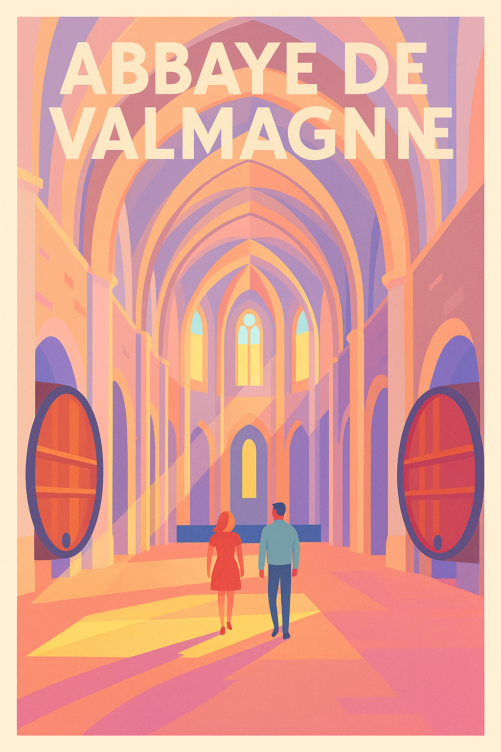 Affiche de Abbaye de Valmagne - La Cathédrale des Vignes en affiche vintage