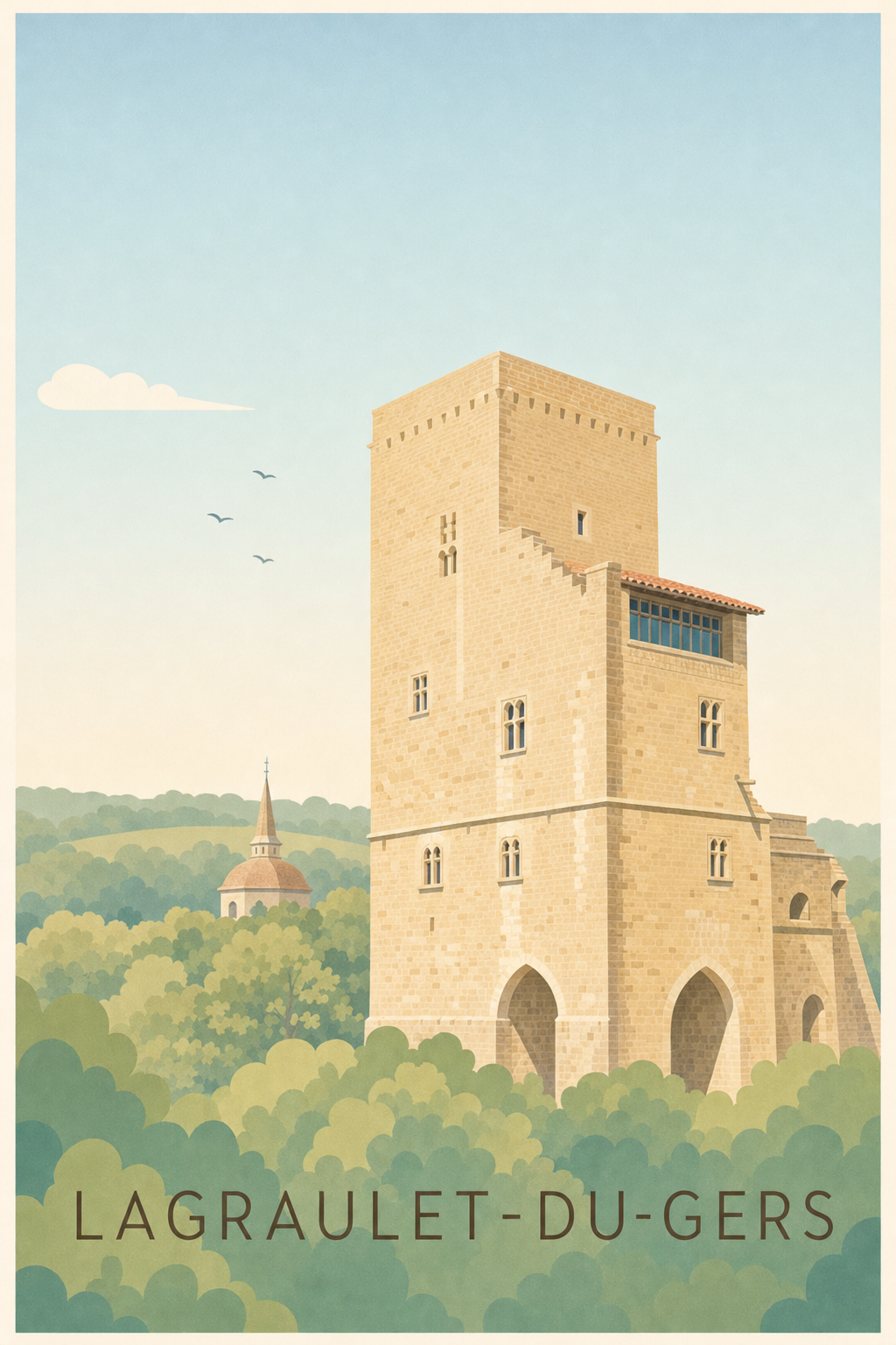 Affiche de Lagraulet-du-Gers, poster tour médiévale