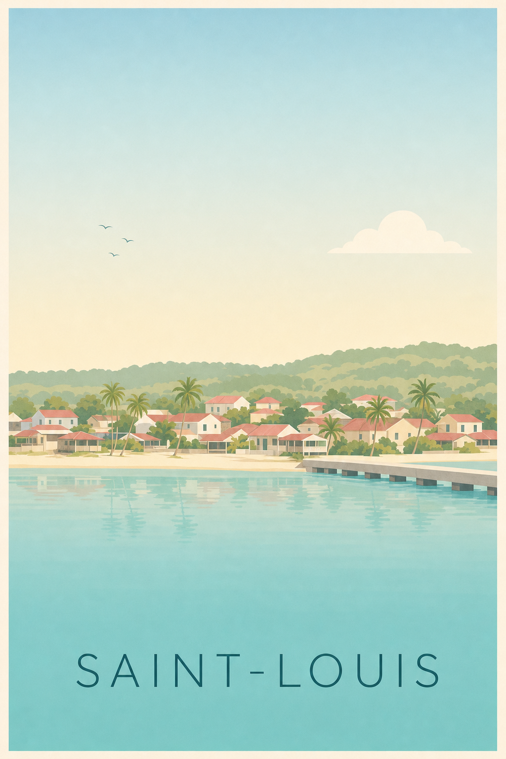 Affiche de Saint-Louis, poster illustré Marie-Galante