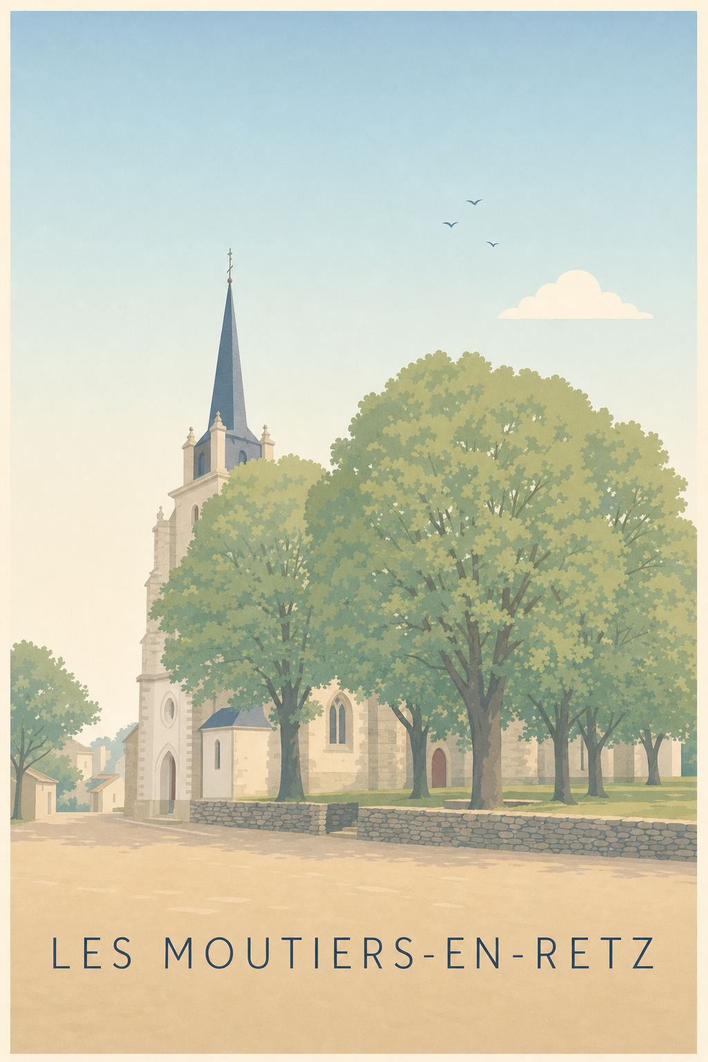 Affiche des Moutiers-en-Retz, poster église vendéenne