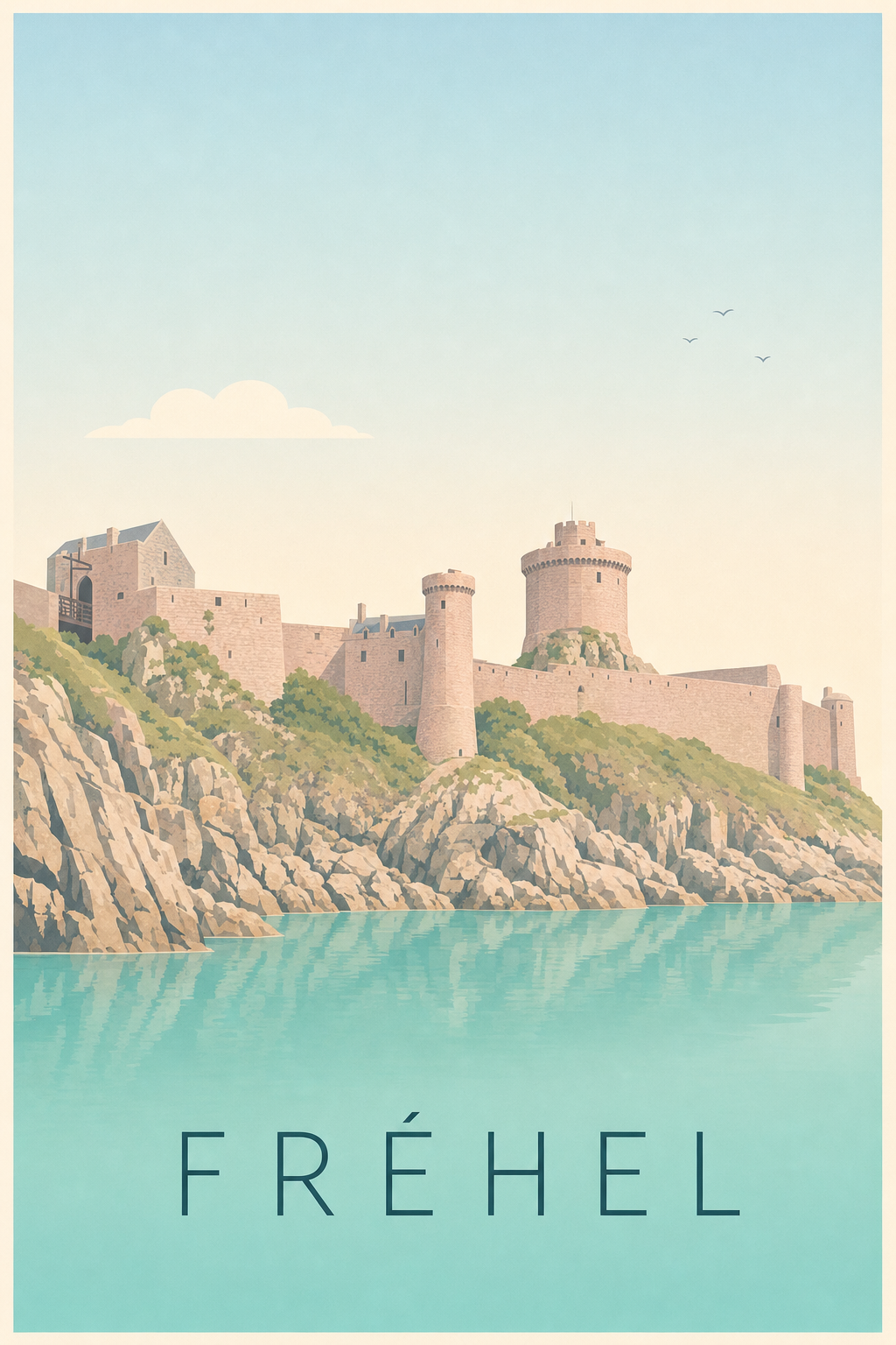 Affiche de Fréhel, poster déco Fort La Latte