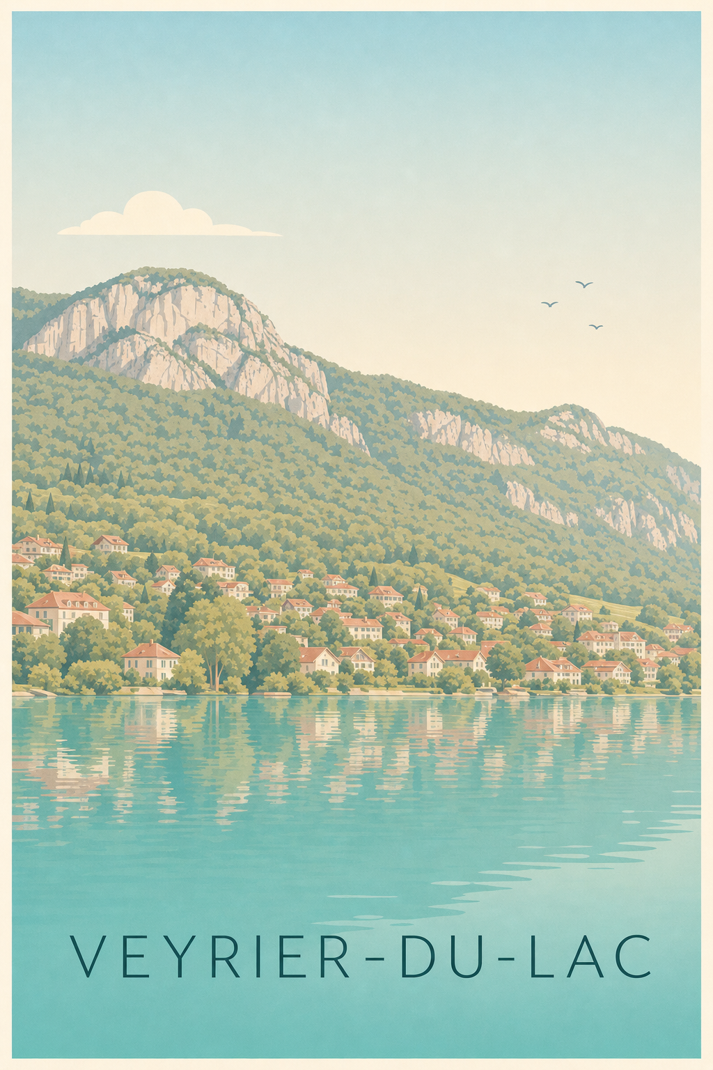 Affiche de Veyrier-du-Lac, poster montagnes et lac