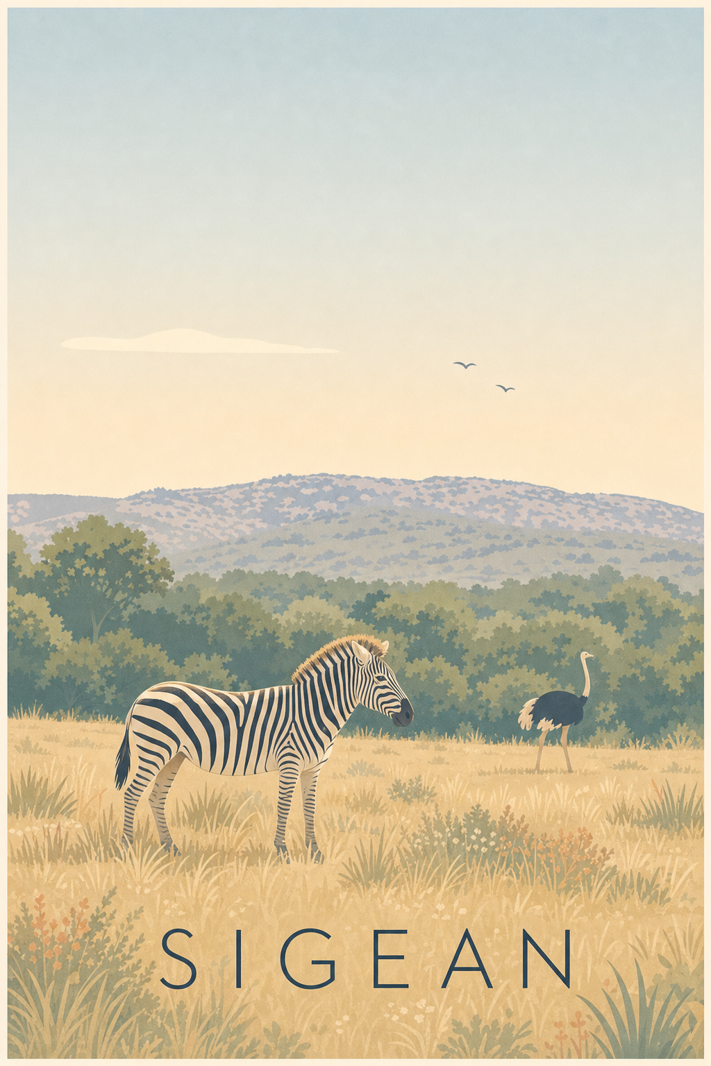 Affiche de Sigean, poster animaux safari