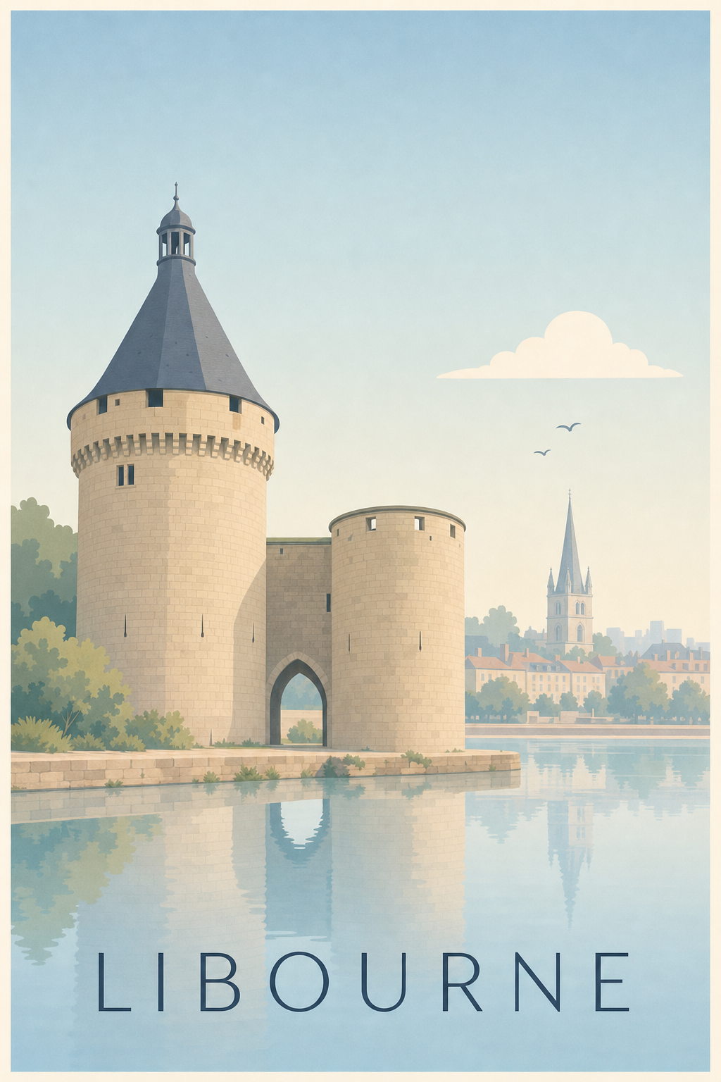 Affiche de Libourne, poster Tour du Grand Port